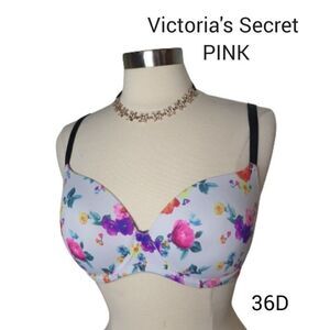 Victoria's Secret PINK 36D Bra Wear Everywhere T-Shirt Floral Bra 36D